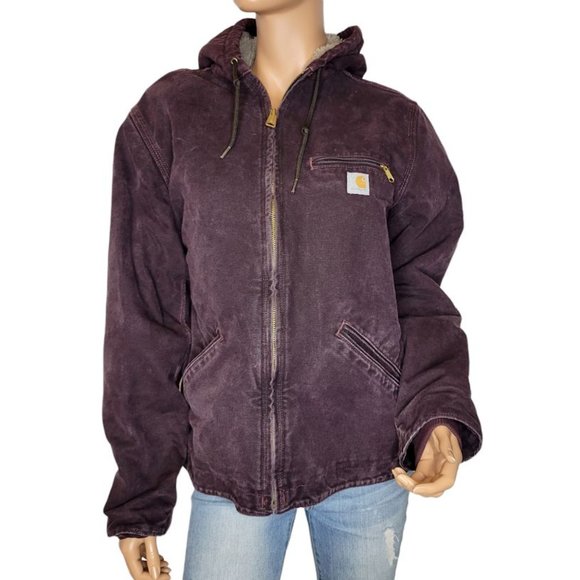 Carhartt Jackets & Blazers - Carhartt Sandstone Sierra Jacket Purple Womens Size Medium Sherpa Lined Hood